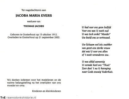 Jacoba Maria Evers- Thomas Jacobs