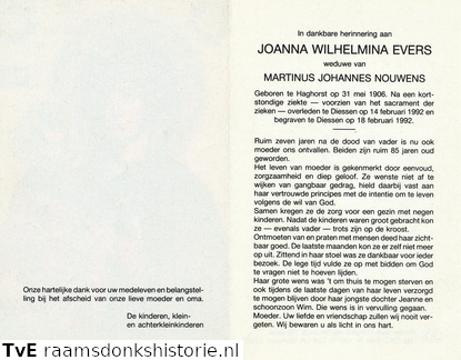 Joanna Wilhelmina Evers Martinus Johannes Nouwens