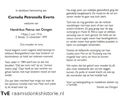 Cornelia Petronella Everts Hendrikus Petrus van Dongen