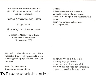 Petrus Antonius den Exter- Elisabeth Julia Theresia Geerts