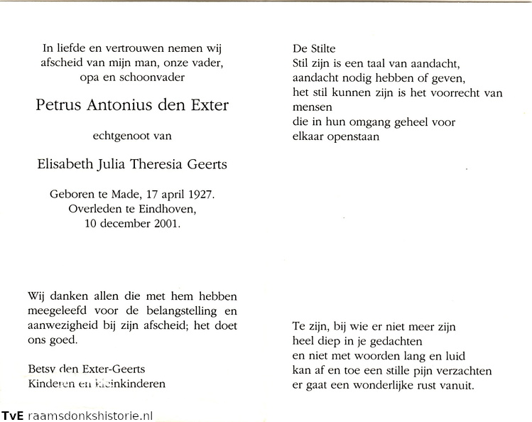 Petrus Antonius den Exter Elisabeth Julia Theresia Geerts