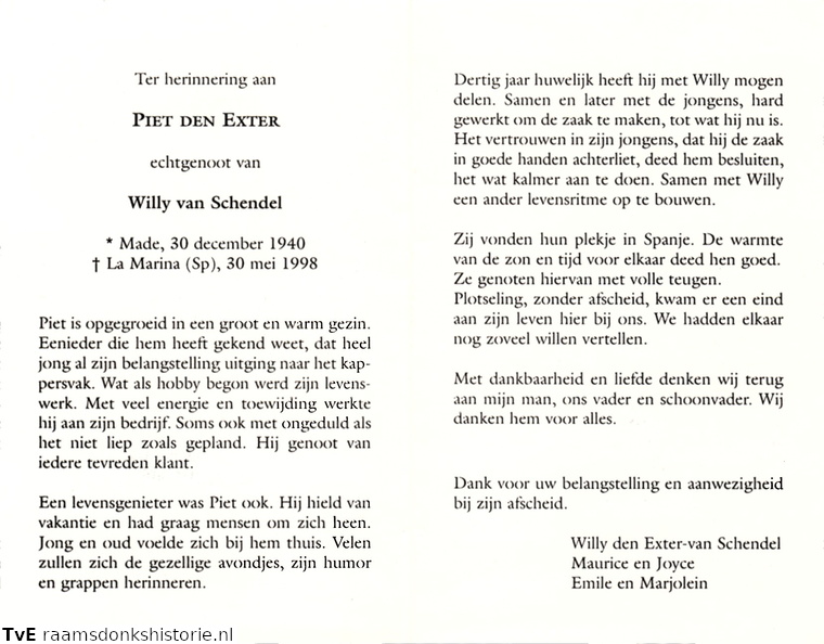 Piet den Exter Willy van Schendel