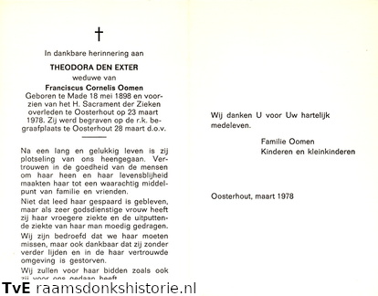 Theodora den Exter Franciscus Cornelis Oomen