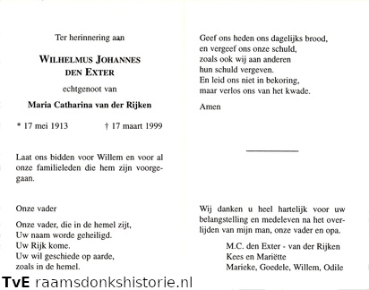 Wilhelmus Johannes den Exter- Maria Carharina van der Rijken