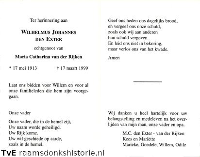 Wilhelmus Johannes den Exter Maria Carharina van der Rijken