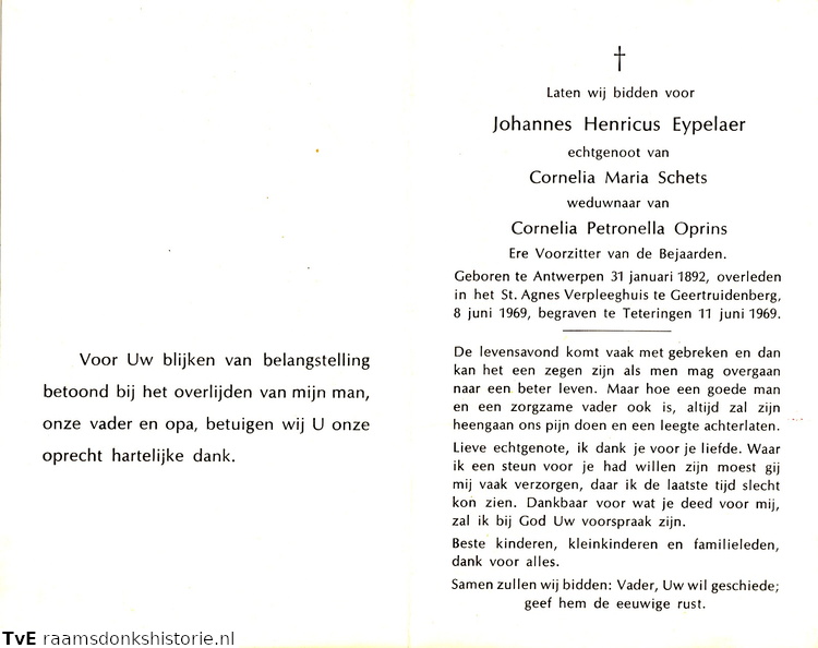 Johannes Henricus Eypelaer- Cornelia Maria Schets- Cornelia Petronella Oprins