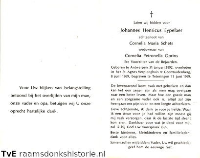 Johannes Henricus Eypelaer Cornelia Maria Schets Cornelia Petronella Oprins