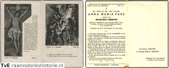 Anna Maria Faes- Wilhelmus Verheyen