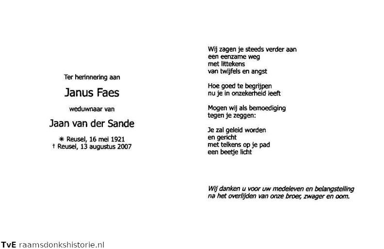 Janus Faes- Jaan van der Sande