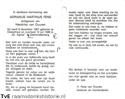 Adrianus Martinus Fens- Hendrika van Duuren