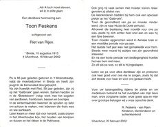Toon Feskens- Riet van Rijen