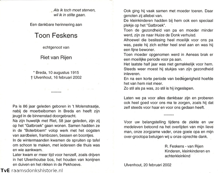Toon Feskens- Riet van Rijen