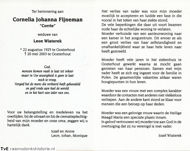 Cornelia Johanna Fijneman- Leon Wiaterek