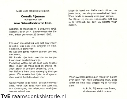 Cornelis Fijneman- Anna Pietronella Maria van Etten