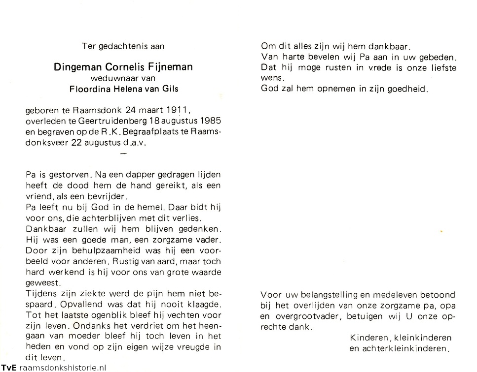 Dingeman Cornelis Fijneman- Floordina Helena van Gils