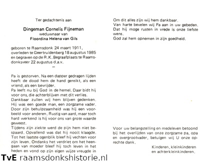 Dingeman Cornelis Fijneman- Floordina Helena van Gils