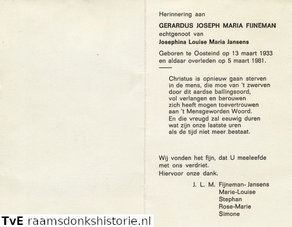 Gerardus Joseph Maria Fijneman- Josephina Louise Maria Jansens