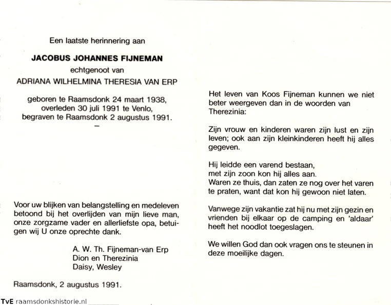 Jacobus Johannes Fijneman- Adriana Wilhelmina Theresia van Erp