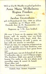 Anna Maria Wilhelmina Regina Franken- Jacobus Grootenboers