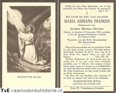 Maria Adriana Franken- Jacobus Marinus Martens