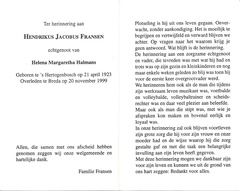 Hendrikus Jacobus Fransen- Helena Margaretha Halmans