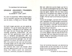 Gradus Johannes Franssen- Elisabeth van Lent