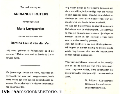 Adrianus Frijters- Maria Luytgaarden- Berdina Louisa van der Ven