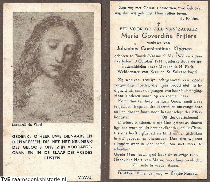 Maria Goverdina Frijters- Johannes Constantius Klaasen