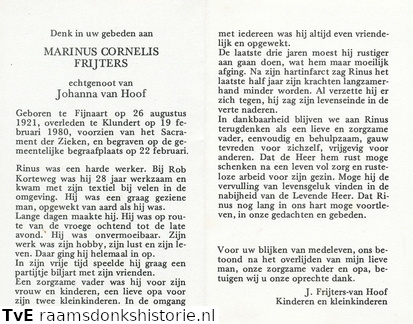 Marinus Cornelis Frijters- Johanna van Hoof