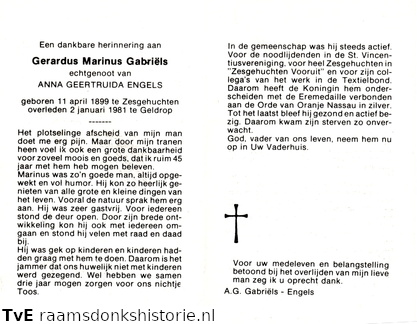 Gerardus Marinus Gabriëls- Anna Geertruida Engels