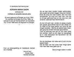 Adriana Maria Gadri- Cornelis Hendrik Magielsen