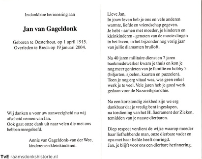 Jan van Gageldonk- Annie van der Wee
