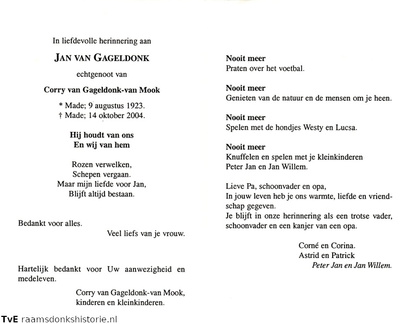 Jan van Gageldonk- Corry van Mook