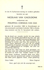 Nicolaas van Gageldonk- Philippina Cornelia van Gils