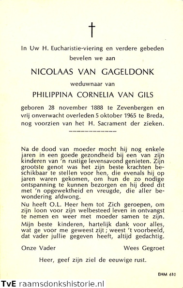 Nicolaas van Gageldonk- Philippina Cornelia van Gils