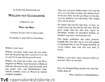 Willem van Gageldonk- Wies van Hees