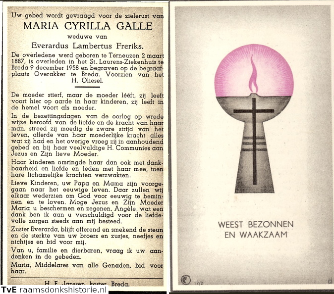 Maria Cyrilla Galle- Everardus Lambertus Freriks