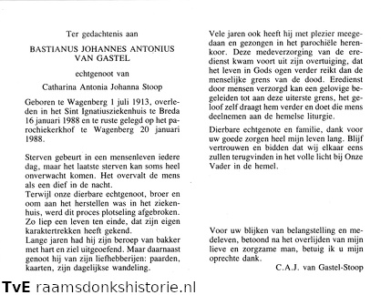 Bastianus Johannes Antonius van Gastel- Catharina Johanna Antonia Stoop