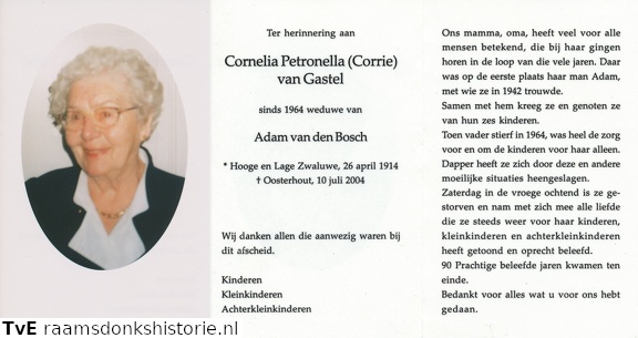 Cornelia Petronella van Gastel - Adam van den Bosch