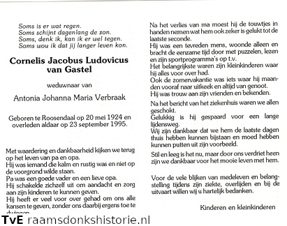 Cornelis Jacobus van Gastel - Antonia Johanna Maria Verbraak