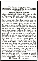 Dymphna Maria Adriana van Gastel- Adrianus Andreas Masseurs