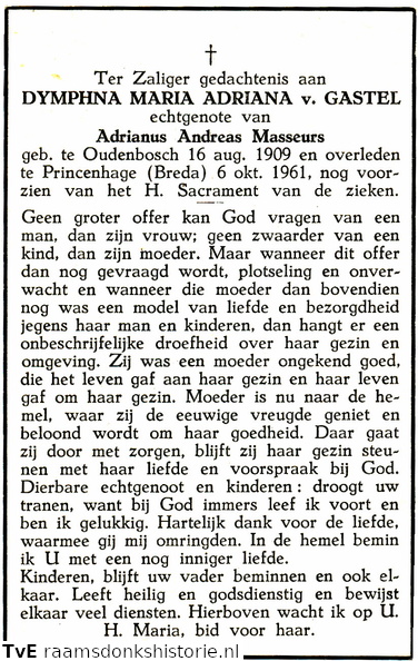 Dymphna Maria Adriana van Gastel- Adrianus Andreas Masseurs