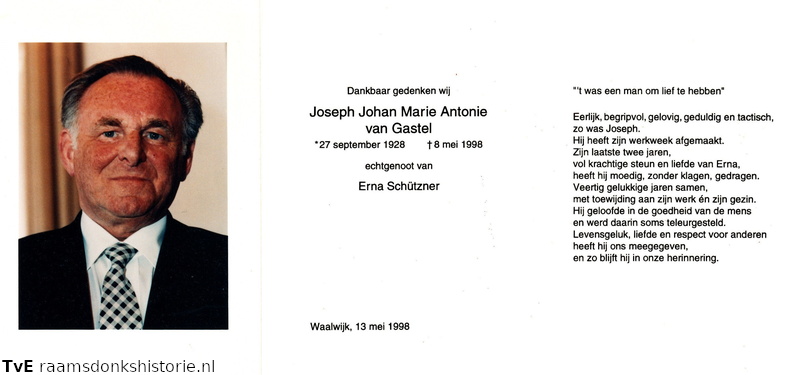 Joseph Johan Marie Antonie van Gastel- Erna Schützner