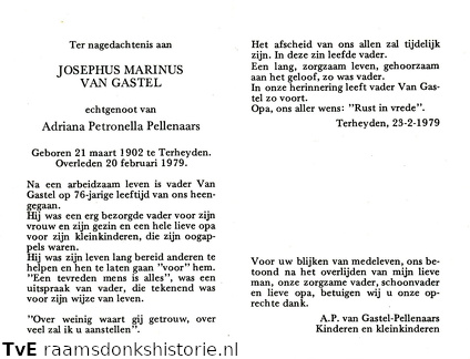 Josephus Marinus van Gastel- Adriana Petronella Pellenaars