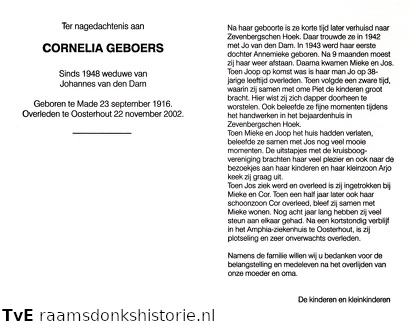 Cornelia Geboers- Johannes van den Dam