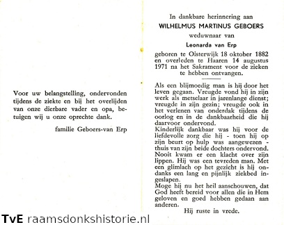 Wilhelmus Martinus Geboers- Leonarda van Erp