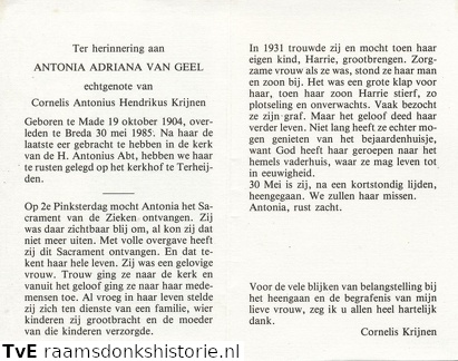 Antonia Adriana Geel- Cornelis Antonius Hendrikus Krijnen