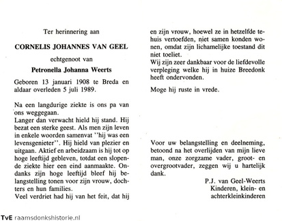 Cornelis Johannes van Geel- Petronella Johanna Weerts