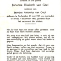 Johanna Elisabeth van Geel- Jacobus Antonius van Gool