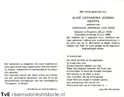 Alice Catharina Joanna Geerts- Adrianus Andreas van Beek